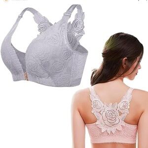 Floral Secrets Lot of 2 Lace Bras Pink & Gray NWOT